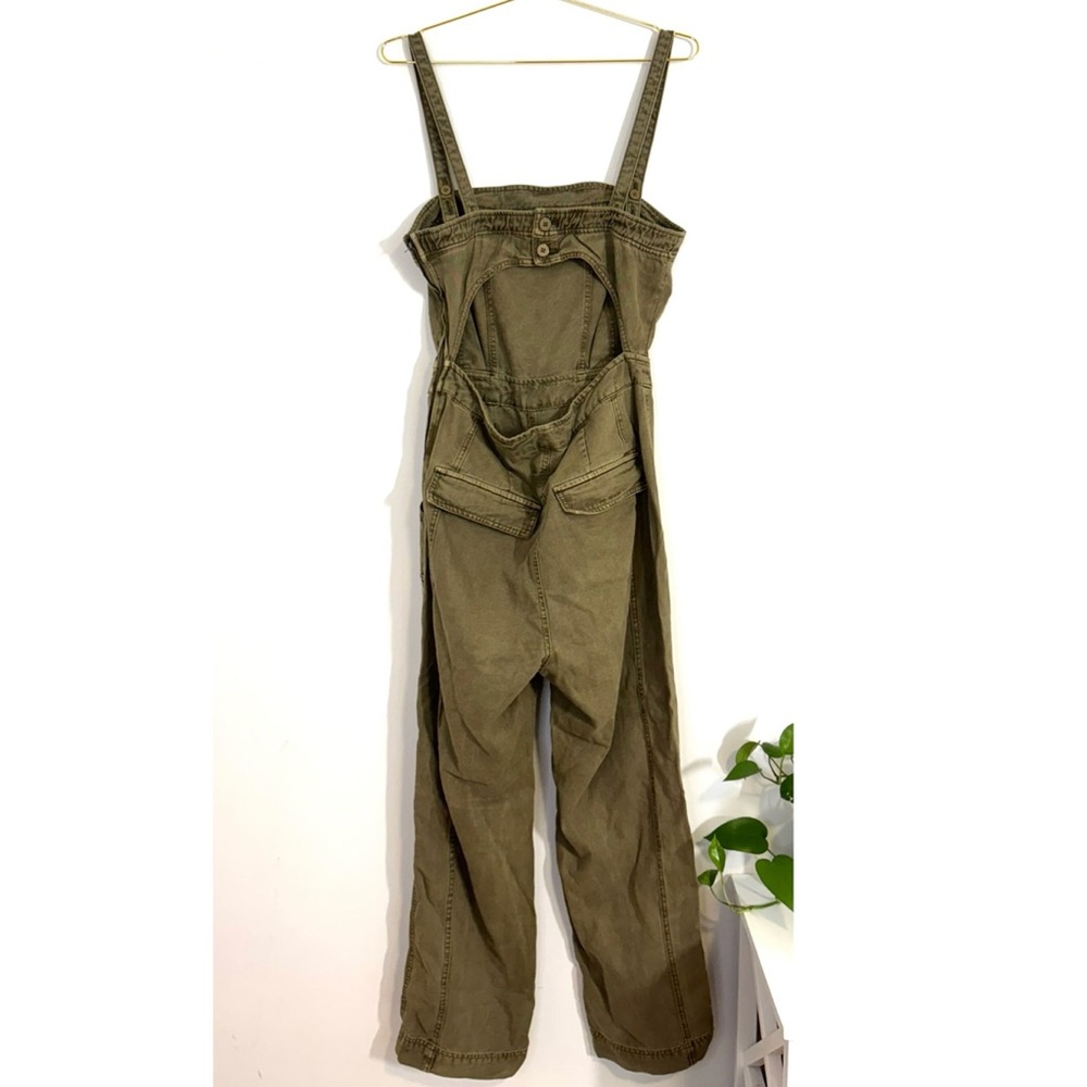 Free People Go West Utility Jumpsuit Army Sage Military Green Belted Fall Large - Picture 5 of 16